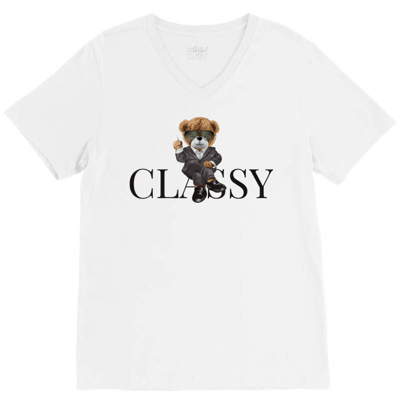 Tee Bear Doll In Suit Sitting On Classy Cartoon Animal T Shirt V-neck Tee | Artistshot