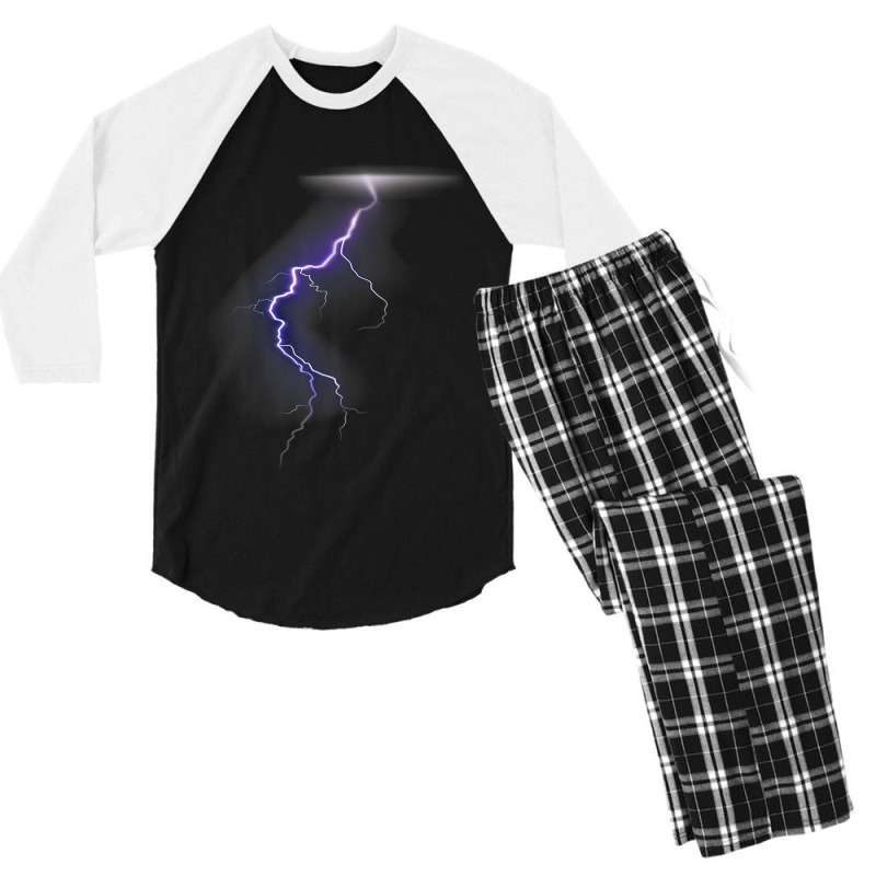 Lightning Thunder Lightning Bolt Storm Cloud Strikes Men's 3/4 Sleeve Pajama Set by CassieKim | Artistshot