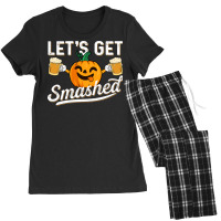 Drinking Pumpkin Lets Get Smashed Beer Lover Halloween Funny Long Slee Women's Pajamas Set | Artistshot