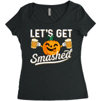 Drinking Pumpkin Lets Get Smashed Beer Lover Halloween Funny Long Slee Women's Triblend Scoop T-shirt | Artistshot