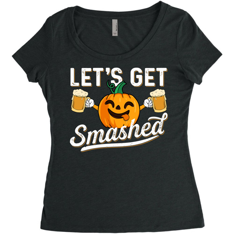 Drinking Pumpkin Lets Get Smashed Beer Lover Halloween Funny Long Slee Women's Triblend Scoop T-shirt by ayedencoplon | Artistshot