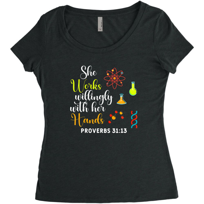 She Works Willingly With Her Hands Lab Tech Proverbs Women's Triblend Scoop T-shirt by miliahpullom | Artistshot