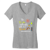 She Works Willingly With Her Hands Lab Tech Proverbs Women's V-neck T-shirt | Artistshot