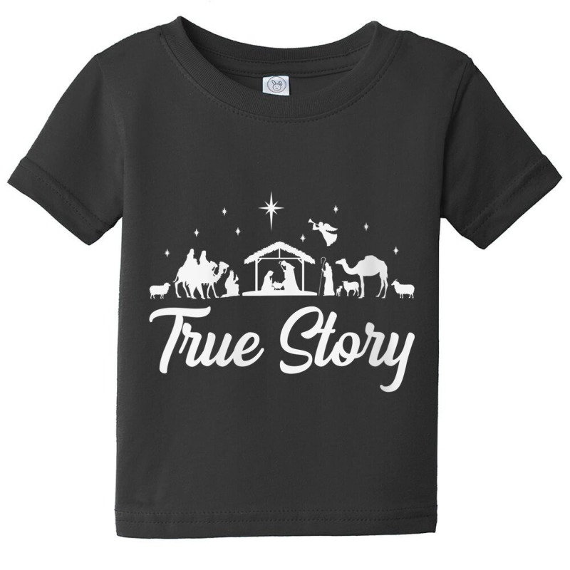 Womens True Story Nativity Scene Manger Jesus Christian Christmas V Ne Baby Tee by cm-arts | Artistshot