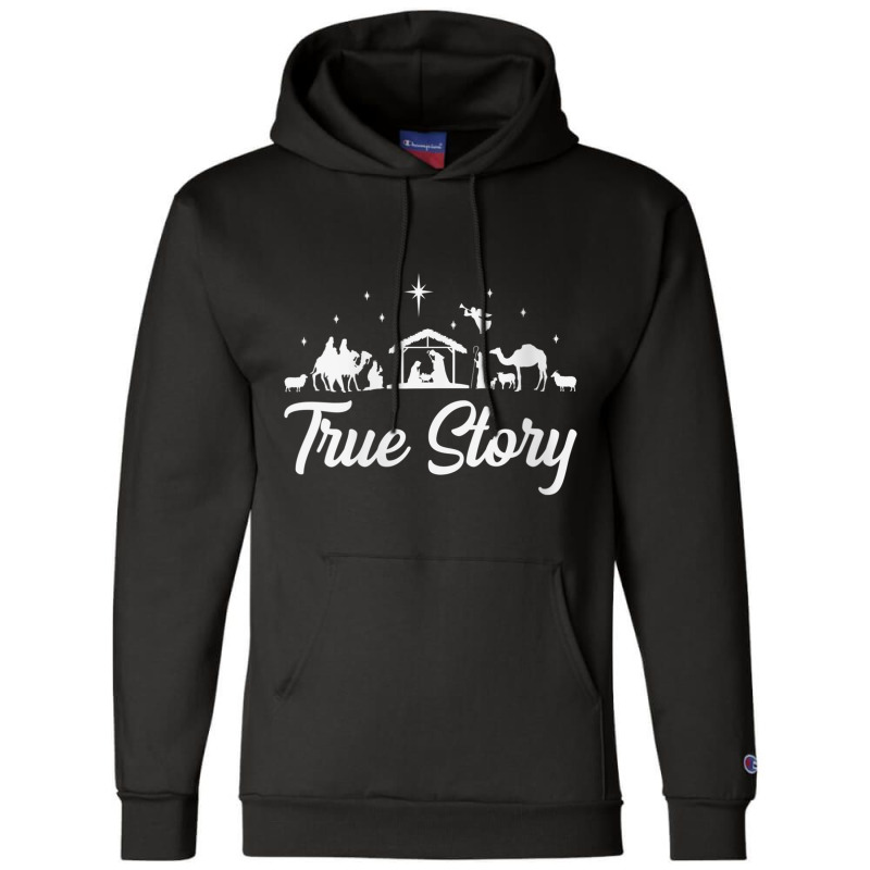 Womens True Story Nativity Scene Manger Jesus Christian Christmas V Ne Champion Hoodie by cm-arts | Artistshot