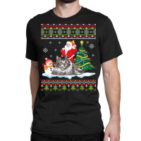 Santa Riding Siberian Cat Noel Tree Presents Merry Christmas T Shirt Classic T-shirt | Artistshot