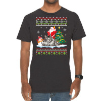 Santa Riding Siberian Cat Noel Tree Presents Merry Christmas T Shirt Vintage T-shirt | Artistshot