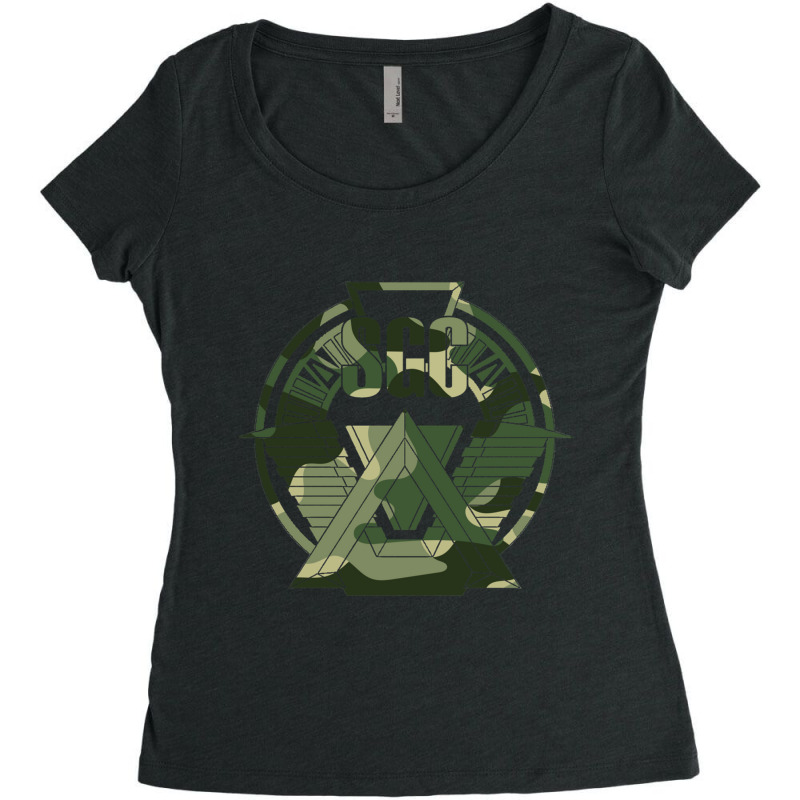 Stargate Sgc Camo Patch, Camo Stargate Sg1 Women's Triblend Scoop T-shirt by cm-arts | Artistshot