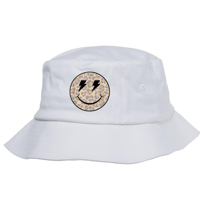 Trendy Leopard Smiley Face Lightning Bolt T Shirt Bucket Hat by cm-arts | Artistshot