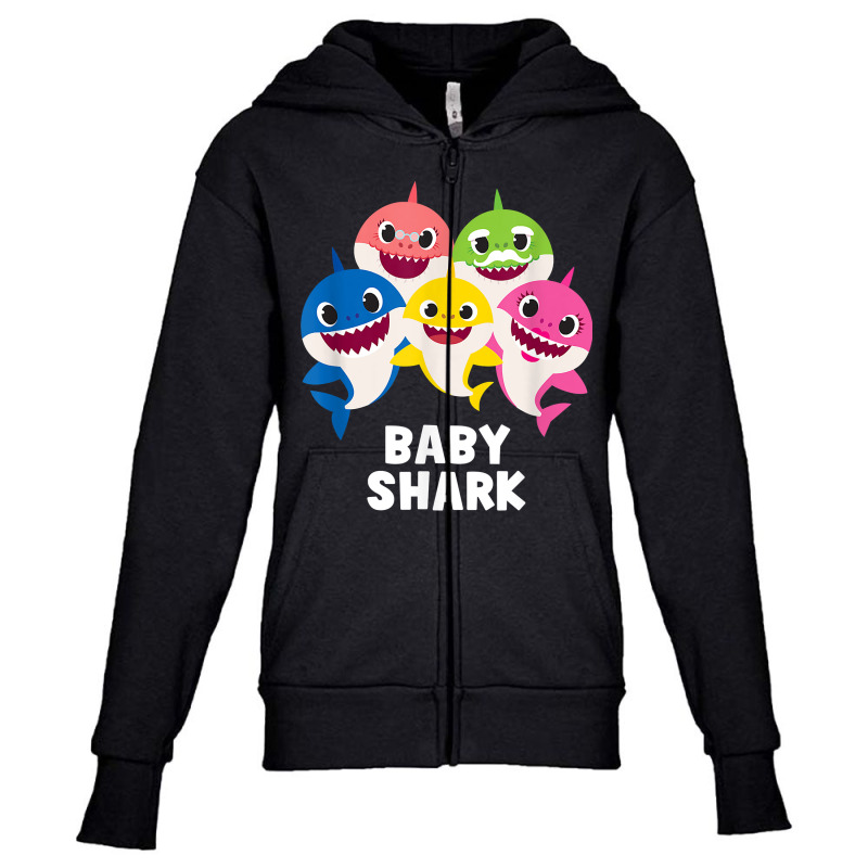 Pinkfong Baby Shark Family T Shirt With Text Youth Zipper Hoodie by cm-arts | Artistshot