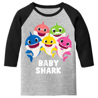 Pinkfong Baby Shark Family T Shirt With Text Youth 3/4 Sleeve | Artistshot