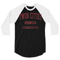 Twin Cities Minnesota Mn Vintage Athletic Sports Design Raglan Basebal 3/4 Sleeve Shirt | Artistshot