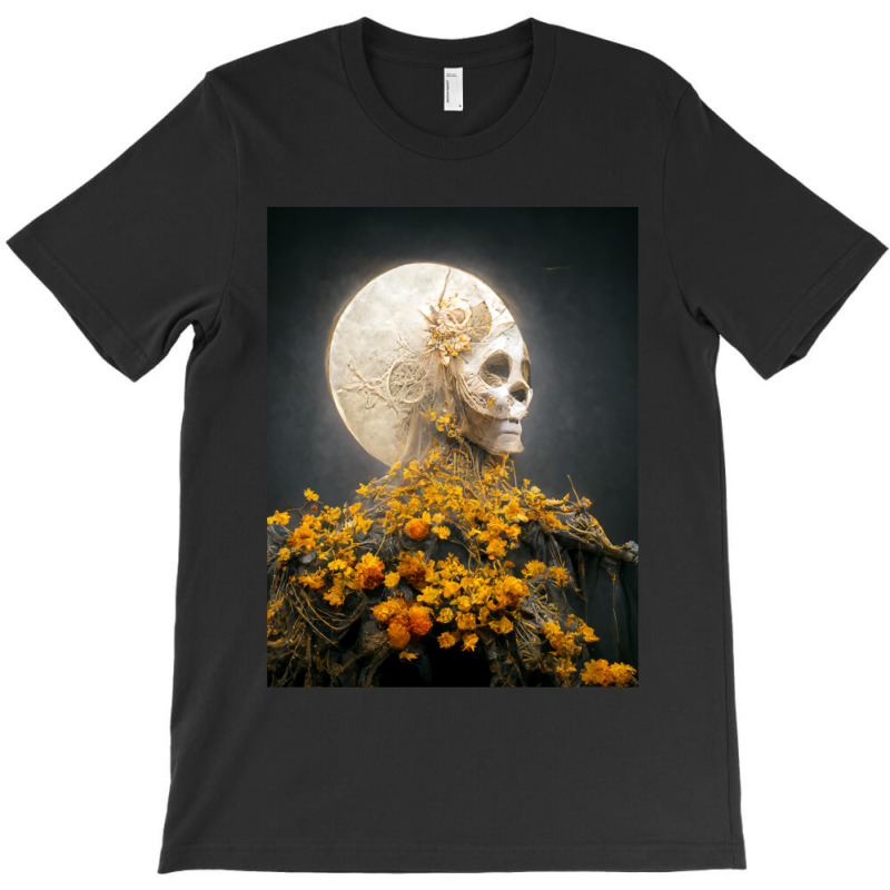 Moon Dia De Los Muertes Saint Goddess Marigolds Midjourney T-Shirt by cm-arts | Artistshot