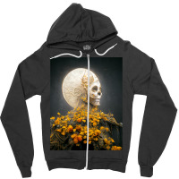 Moon Dia De Los Muertes Saint Goddess Marigolds Midjourney Zipper Hoodie | Artistshot