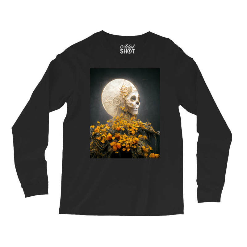 Moon Dia De Los Muertes Saint Goddess Marigolds Midjourney Long Sleeve Shirts by cm-arts | Artistshot