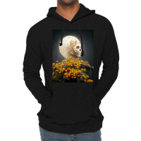 Moon Dia De Los Muertes Saint Goddess Marigolds Midjourney Lightweight Hoodie | Artistshot