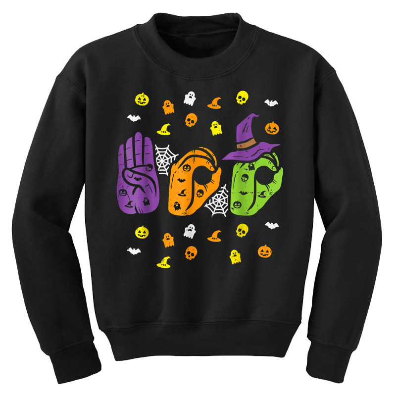 Boo Hands American Sign Language Pride Asl Funny Halloween T Shirt Youth Sweatshirt by cm-arts | Artistshot