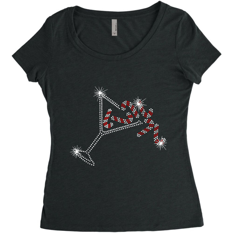 Christmas Candy Cane Martini Bling Rhinestone Christmas T Shirt Women's Triblend Scoop T-shirt by cm-arts | Artistshot