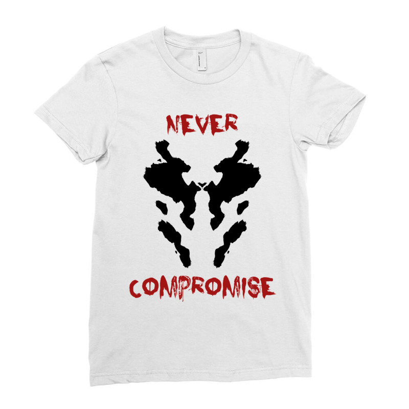 Never Compromise Rorschach Watchmen Ladies Fitted T-Shirt by STEVERAMER | Artistshot