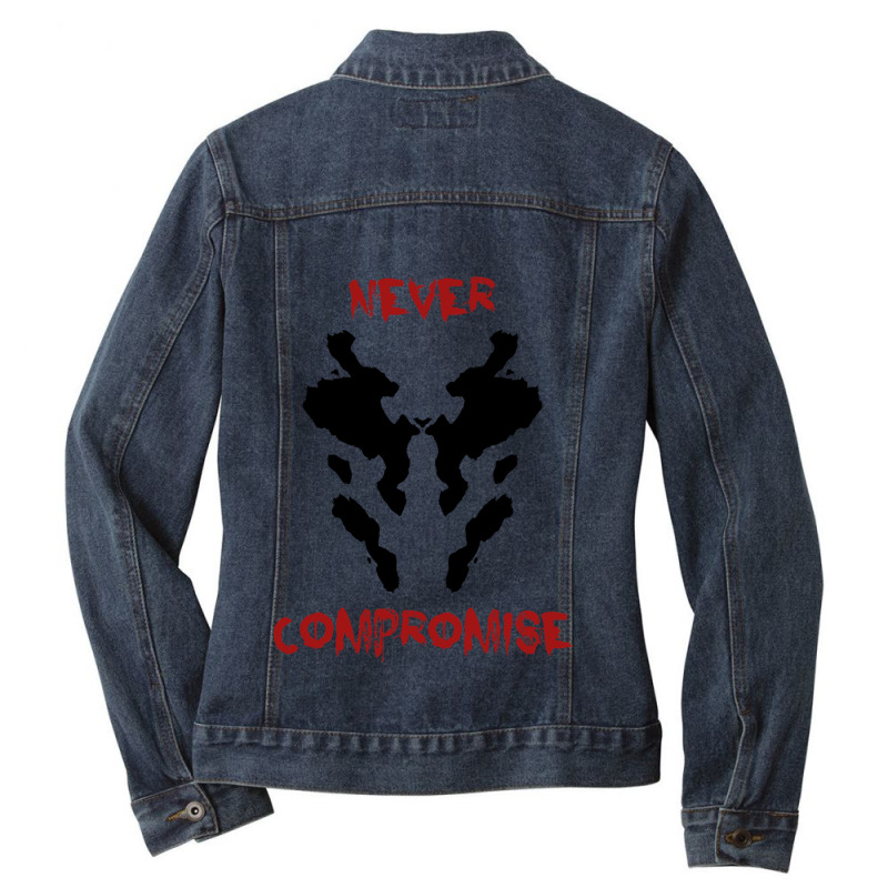 Never Compromise Rorschach Watchmen Ladies Denim Jacket by STEVERAMER | Artistshot