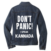 Dont Panic! I Speak Kannada Ladies Denim Jacket | Artistshot