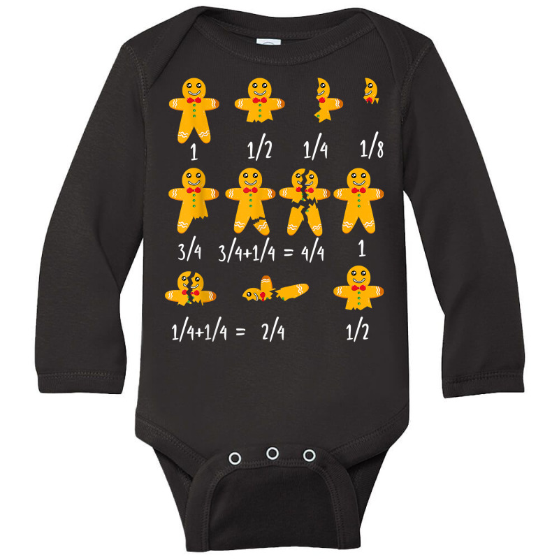 Math Christmas Shirt Teachers, Fractions Gingerbread Cookies T Shirt Long Sleeve Baby Bodysuit by cm-arts | Artistshot