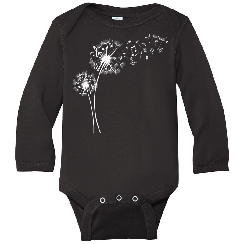 Womens Funny Music Notes Dandelion Flower V Neck T Shirt Long Sleeve Baby Bodysuit by cm-arts | Artistshot