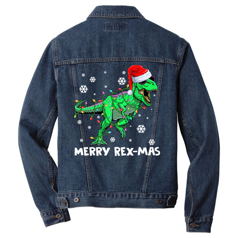 Merry Rexmas Funny Santa Dinosaur Christmas Pajamas Family Premium T S Men Denim Jacket | Artistshot