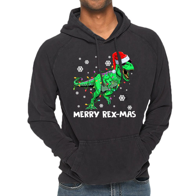 Merry Rexmas Funny Santa Dinosaur Christmas Pajamas Family Premium T S Vintage Hoodie | Artistshot