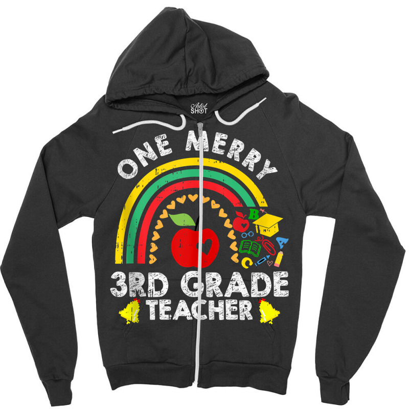 One Merry Third Grade Teacher Christmas Pajama Cute 3rd Xmas Tank Top Zipper Hoodie | Artistshot