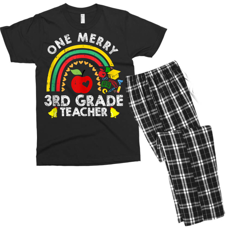 One Merry Third Grade Teacher Christmas Pajama Cute 3rd Xmas Tank Top Men's T-shirt Pajama Set | Artistshot