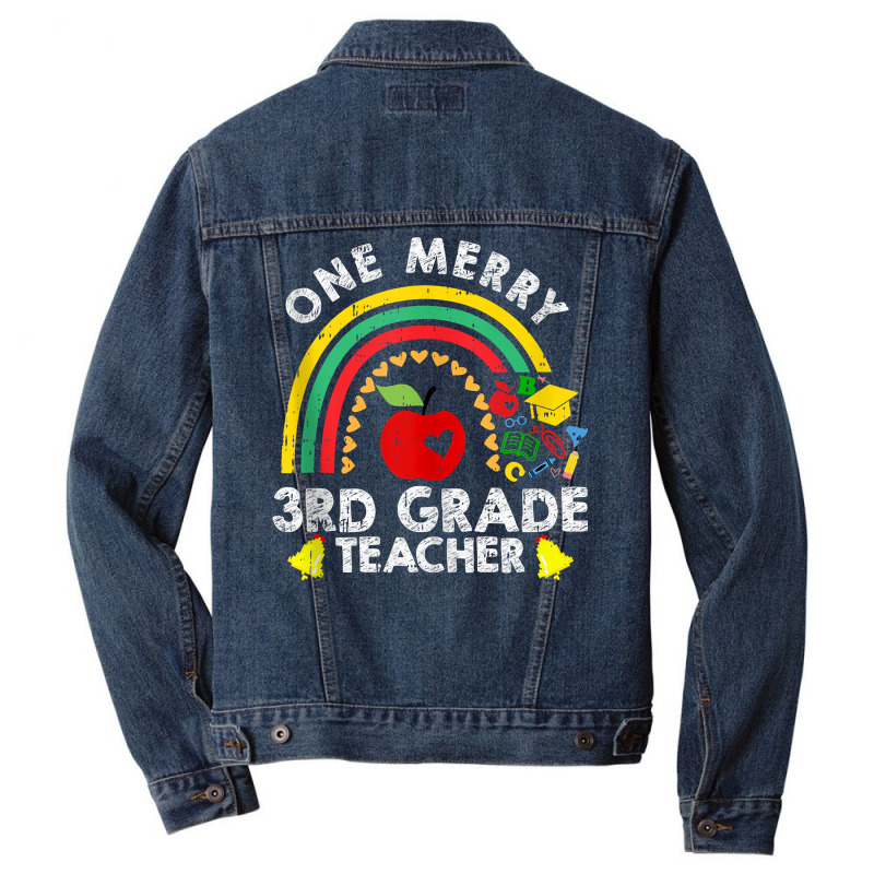 One Merry Third Grade Teacher Christmas Pajama Cute 3rd Xmas Tank Top Men Denim Jacket | Artistshot