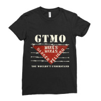 Gtmo Land Mine Barbed Wire Sign  Guantanamo Bay Cuba Ladies Fitted T-shirt | Artistshot