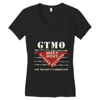 Gtmo Land Mine Barbed Wire Sign  Guantanamo Bay Cuba Women's V-neck T-shirt | Artistshot