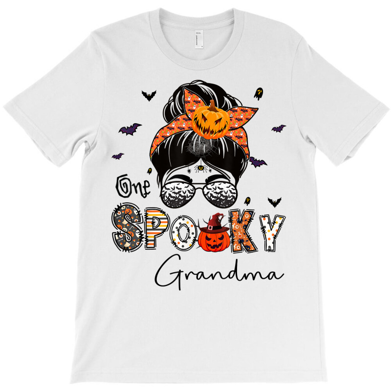 One Spooky Grandma Messy Bun Grandma Pumpkin Halloween T Shirt T-shirt | Artistshot