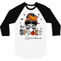 One Spooky Grandma Messy Bun Grandma Pumpkin Halloween T Shirt 3/4 Sleeve Shirt | Artistshot