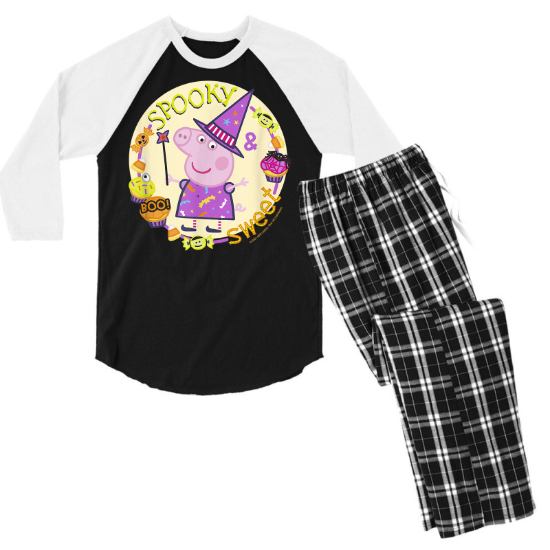 Peppa Pig Halloween Spooky Sweet T Shirt Men's 3/4 Sleeve Pajama Set | Artistshot