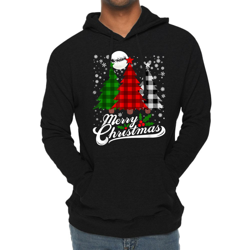 Plaid Merry Christmas Tree Buffalo Matching Family Xmas T Shirt Lightweight Hoodie | Artistshot