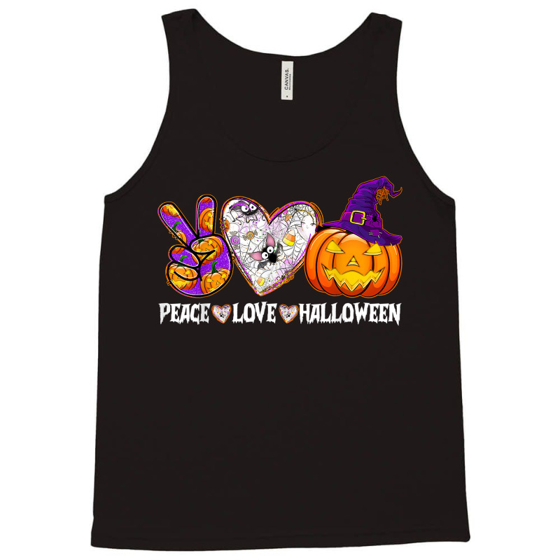 Pumpkin Witch Hat Trick Or Treat Peace Love Halloween T Shirt Tank Top | Artistshot