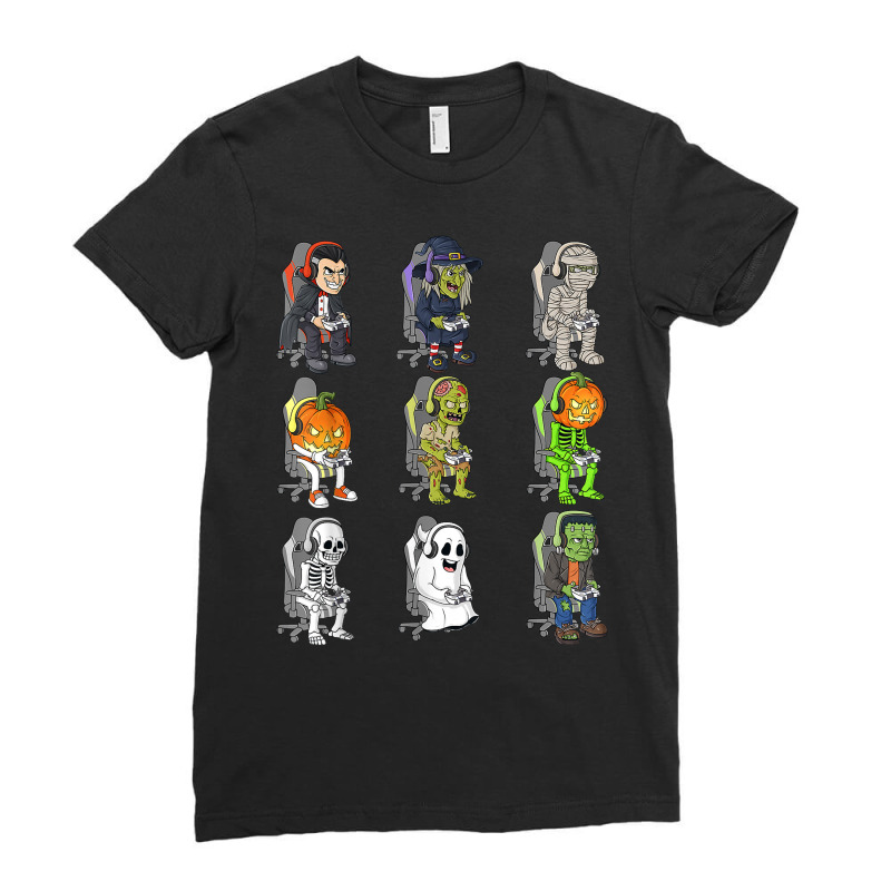 Gamer Halloween Skeleton Vampire Gaming Mummy Boys Kids Teen T Shirt Ladies Fitted T-Shirt by towamingle | Artistshot