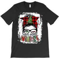 Santa's Favorite Nurse Christmas Mom Messy Bun Merry Nursing Sweatshir T-shirt | Artistshot