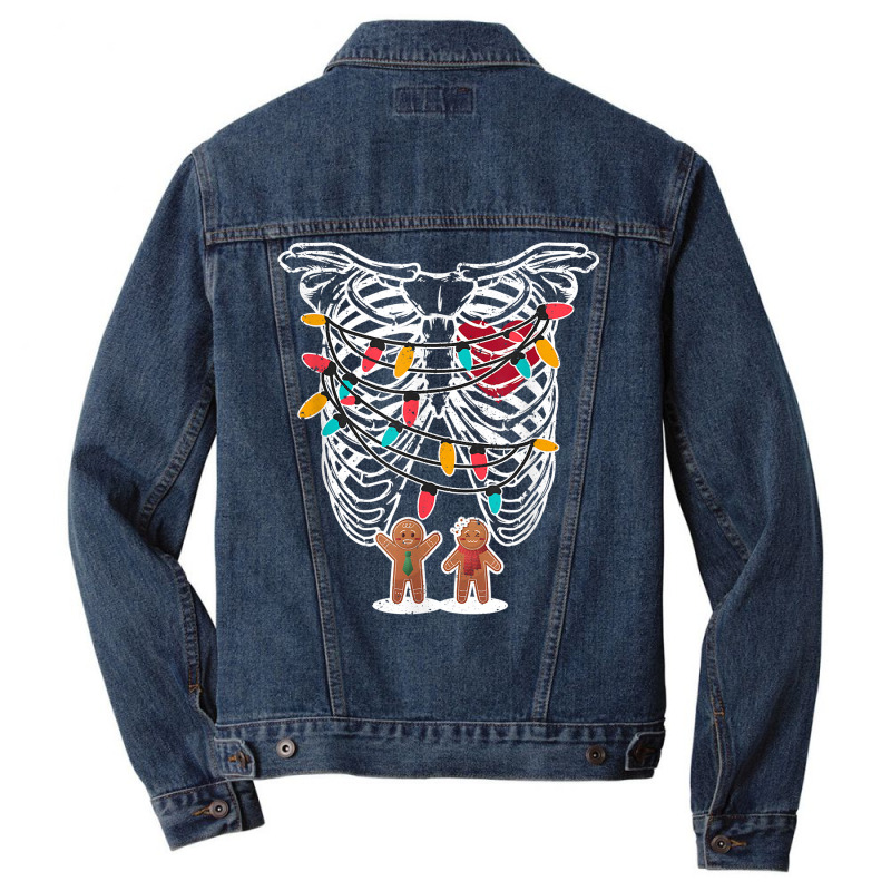 Skeleton Heart Rib Cage X Ray Gingerbread Christmas Lights T Shirt Men Denim Jacket | Artistshot