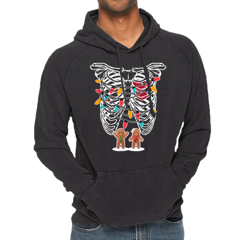 Skeleton Heart Rib Cage X Ray Gingerbread Christmas Lights T Shirt Vintage Hoodie | Artistshot