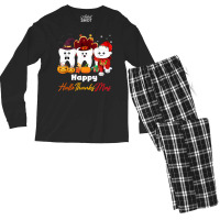 Teeth Hallothanksmas Halloween Thanksgiving Christmas Dental T Shirt Men's Long Sleeve Pajama Set | Artistshot