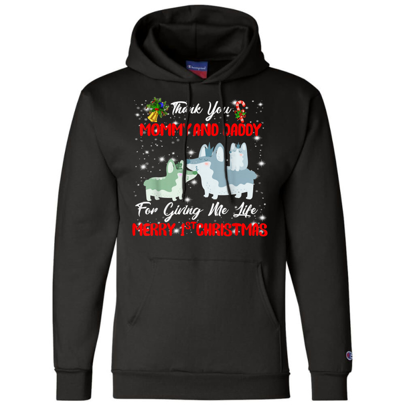 Thanks Mom And Dad And Merry First Christmas To Dog Love T Shirt Champion Hoodie | Artistshot