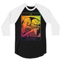 The Lovers Tarot Card Rainbow Occult Goth Lesbian Skeleton T Shirt 3/4 Sleeve Shirt | Artistshot