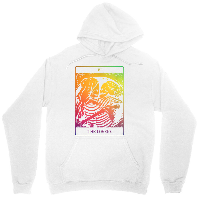 The Lovers Tarot Card Rainbow Occult Goth Lesbian Skeleton T Shirt Unisex Hoodie | Artistshot