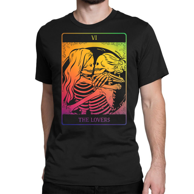 The Lovers Tarot Card Rainbow Occult Goth Lesbian Skeleton T Shirt Classic T-shirt | Artistshot