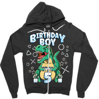 5th Birthday Boy Video Games Gamer Gaming 5 Year Old T Shirt Zipper Hoodie | Artistshot