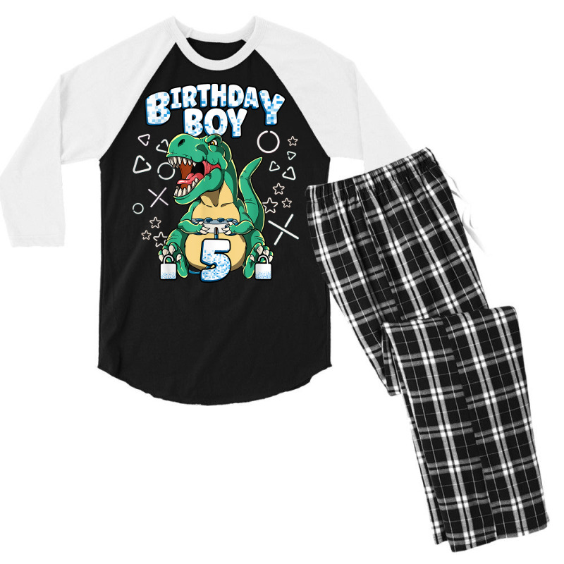 5th Birthday Boy Video Games Gamer Gaming 5 Year Old T Shirt Men's 3/4 Sleeve Pajama Set | Artistshot